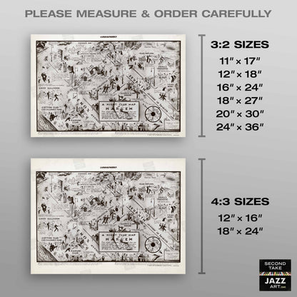 Harlem Night Club Map jazz poster - Manhattan - 1932