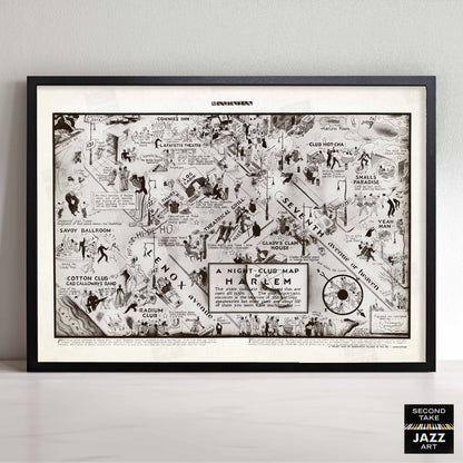 Harlem Night Club Map jazz poster - Manhattan - 1932