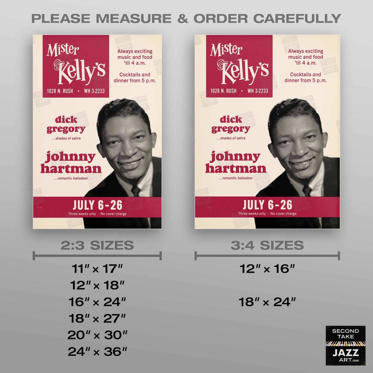 Johnny Hartman jazz poster - Mister Kelly's - Chicago - 1964