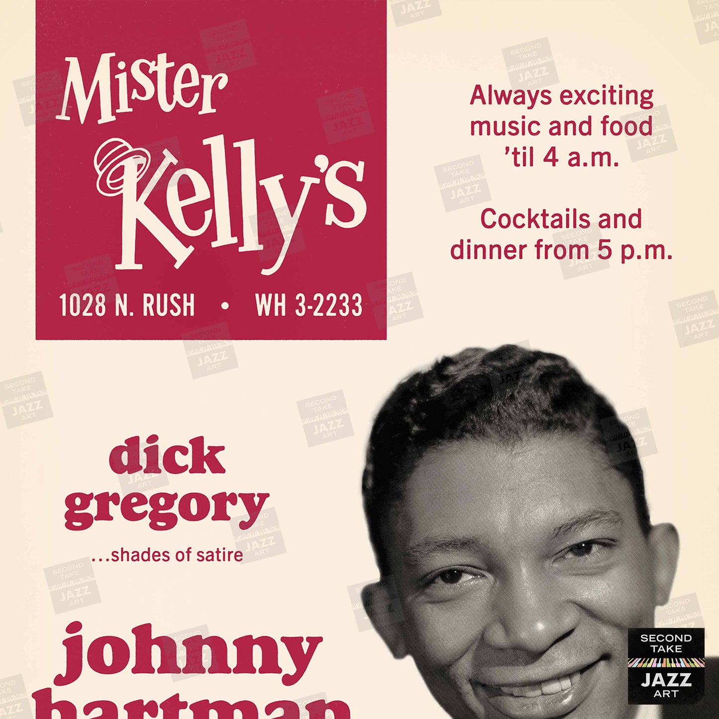Johnny Hartman jazz poster - Mister Kelly's - Chicago - 1964