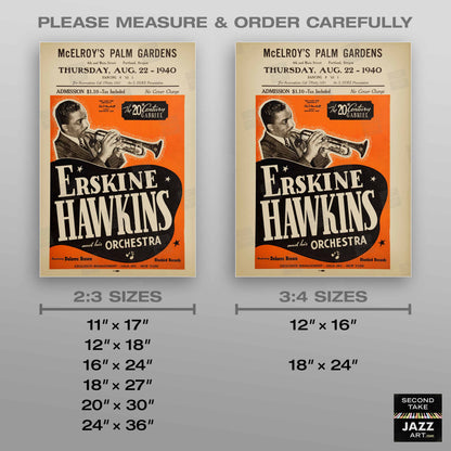 Erskine Hawkins jazz poster - Portland, OR - 1940