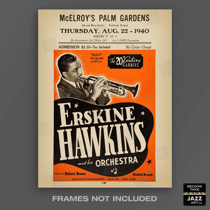 Erskine Hawkins jazz poster - Portland, OR - 1940