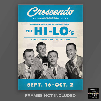 The Hi-Lo's jazz poster - The Crescendo - Hollywood - 1955