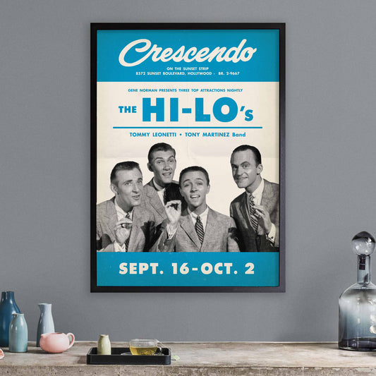 The Hi-Lo's jazz poster - The Crescendo - Hollywood - 1955