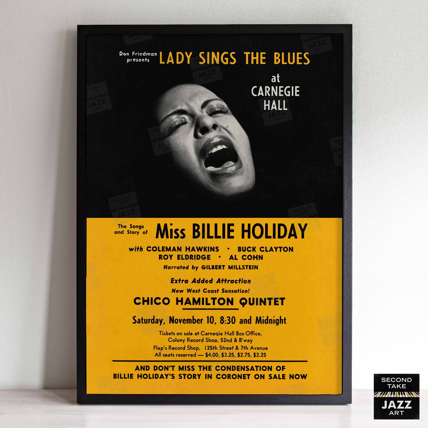 Billie Holiday jazz poster - Lady Sings the Blues - Carnegie Hall - 1956