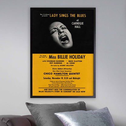 Billie Holiday jazz poster - Lady Sings the Blues - Carnegie Hall - 1956