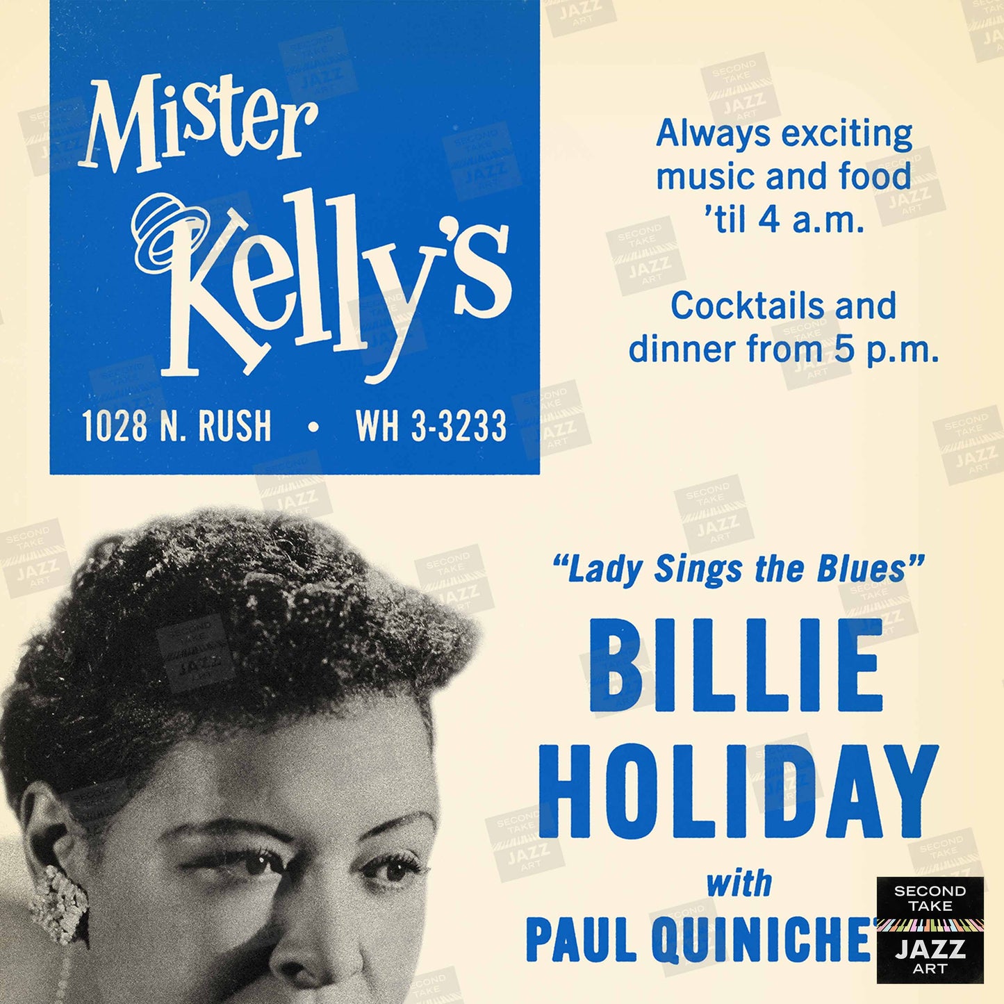 Billie Holiday jazz poster - Mister Kelly's - Chicago - 1957