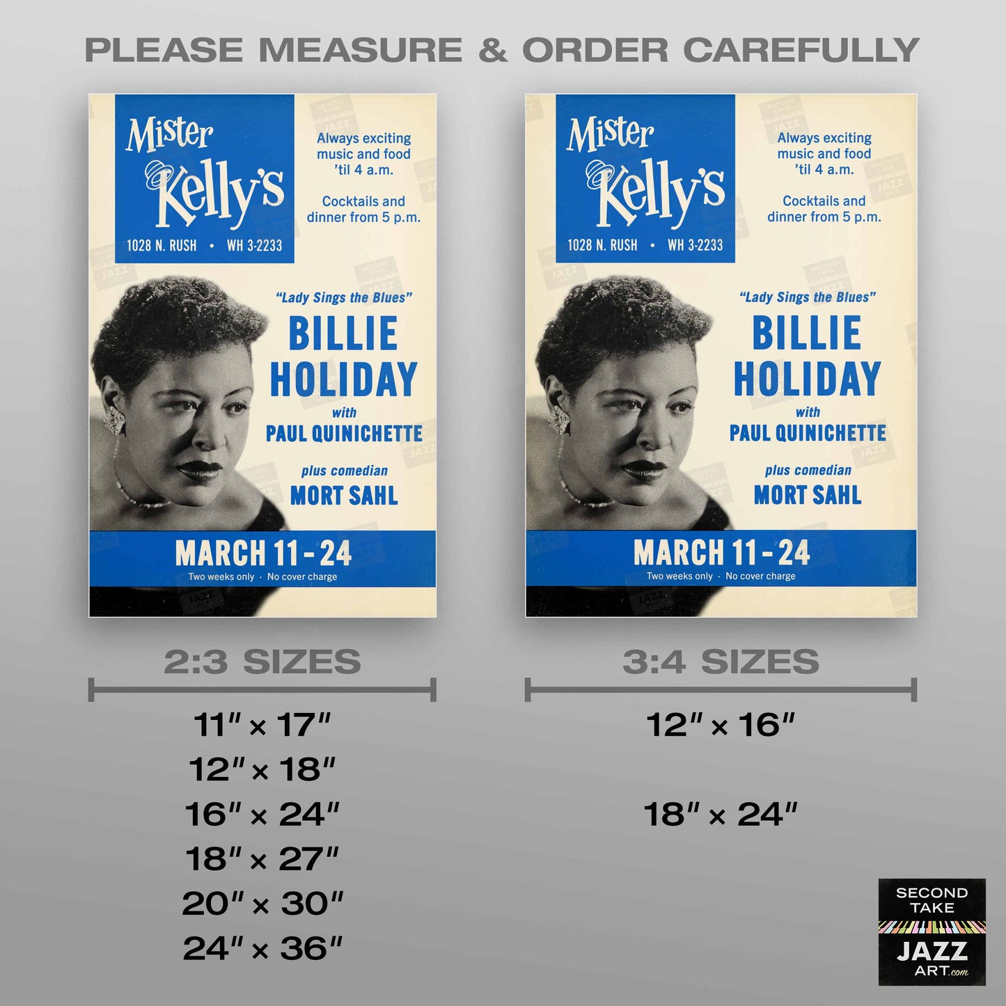 Billie Holiday jazz poster - Mister Kelly's - Chicago - 1957