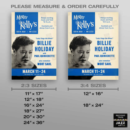 Billie Holiday jazz poster - Mister Kelly's - Chicago - 1957