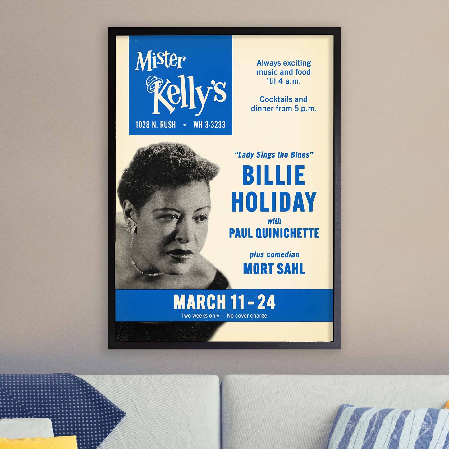 Billie Holiday jazz poster - Mister Kelly's - Chicago - 1957