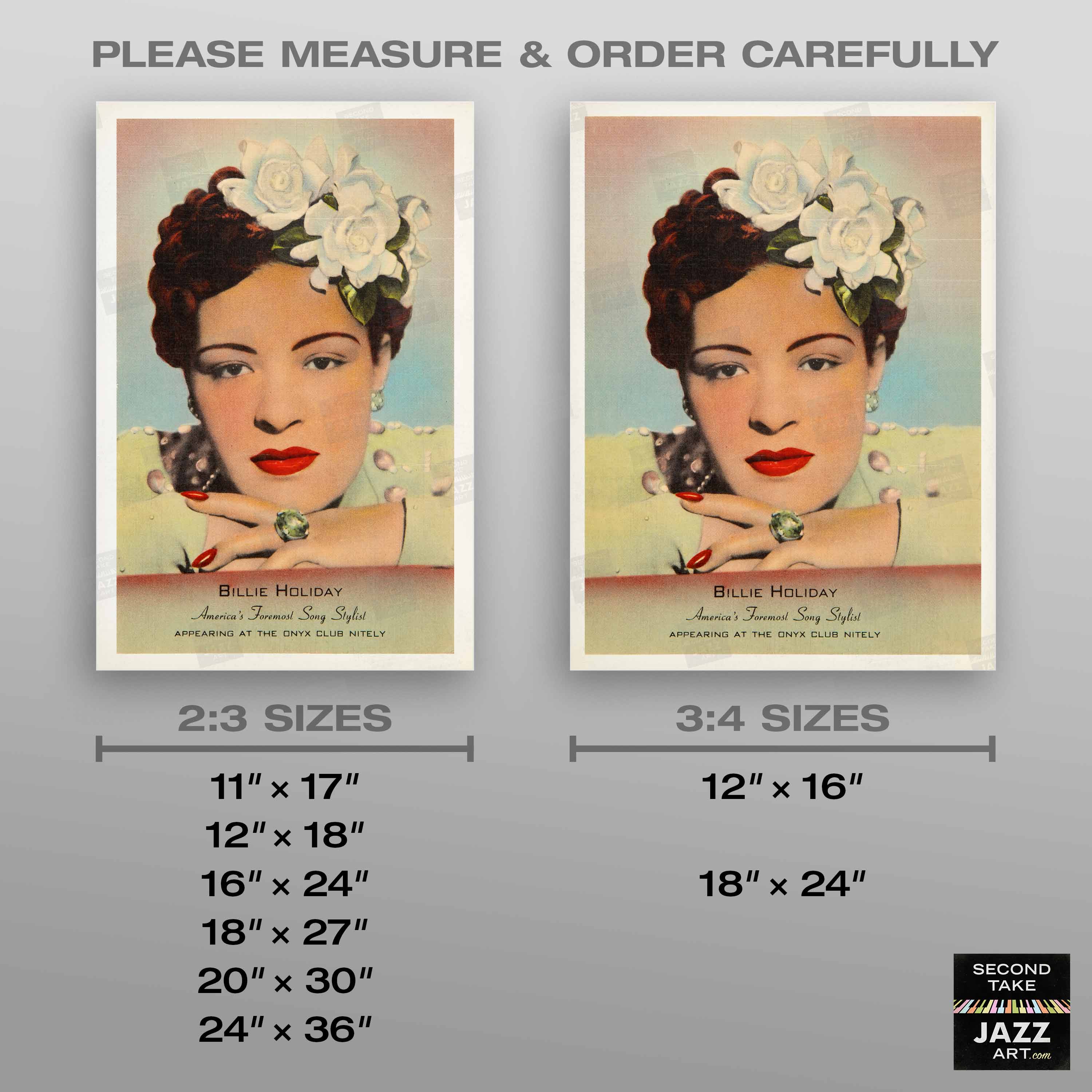 Billie Holiday jazz poster - Onyx Club - 1943-4 – SecondTakeJazzArt