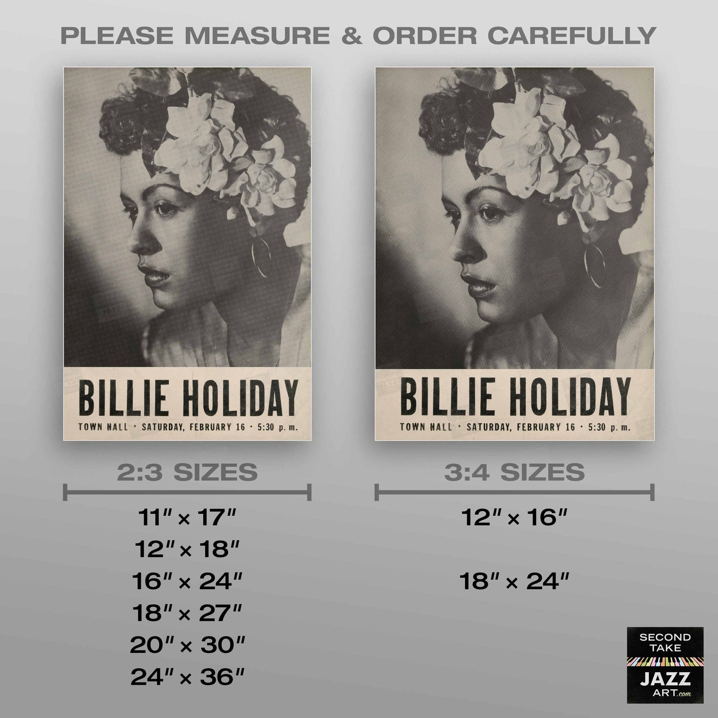 Billie Holiday jazz poster - Town Hall - 1946