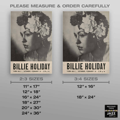 Billie Holiday jazz poster - Town Hall - 1946