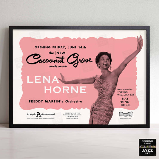 Lena Horne jazz poster - At the Cocoanut Grove - Los Angeles - 1957 (horizontal)