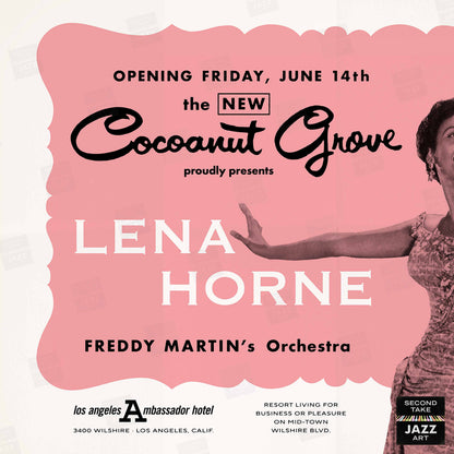 Lena Horne jazz poster - At the Cocoanut Grove - Los Angeles - 1957 (horizontal)