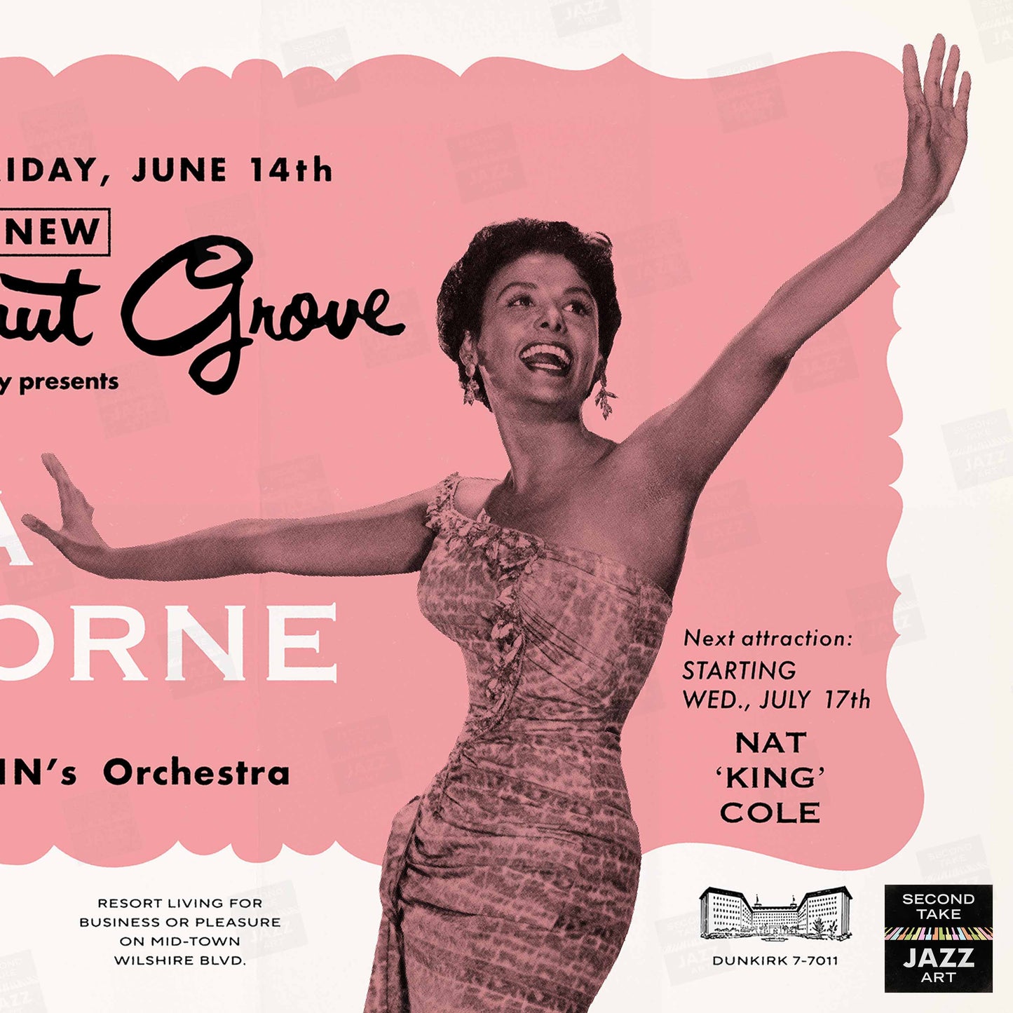 Lena Horne jazz poster - At the Cocoanut Grove - Los Angeles - 1957 (horizontal)