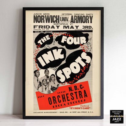 Ink Spots jazz poster - Norwich Armory - Northfield, VT - 1946