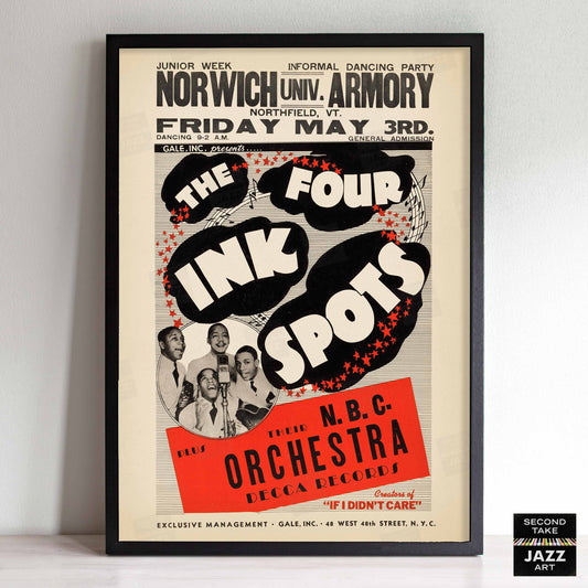 Ink Spots jazz poster - Norwich Armory - Northfield, VT - 1946