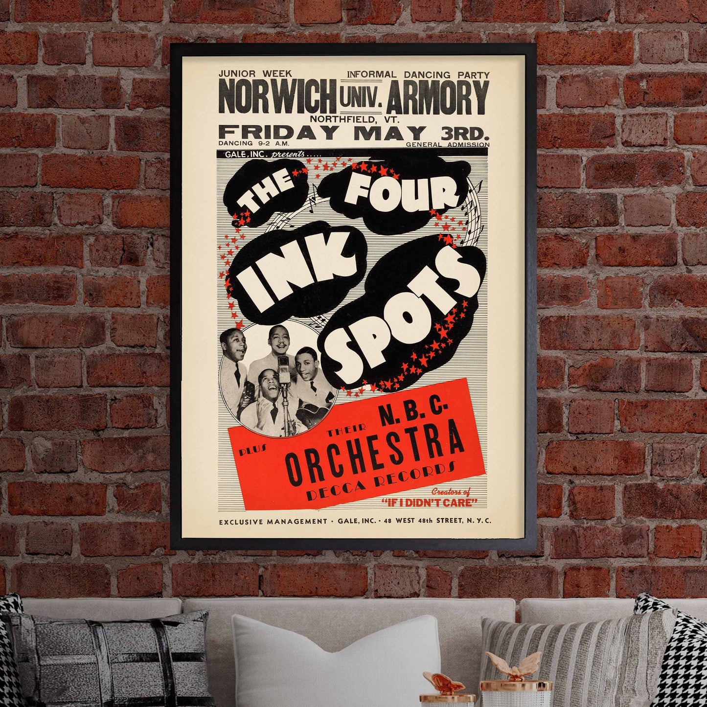 Ink Spots jazz poster - Norwich Armory - Northfield, VT - 1946