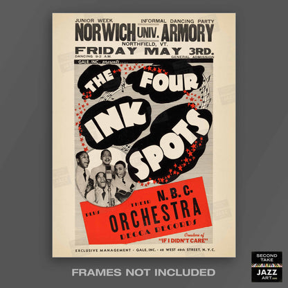 Ink Spots jazz poster - Norwich Armory - Northfield, VT - 1946