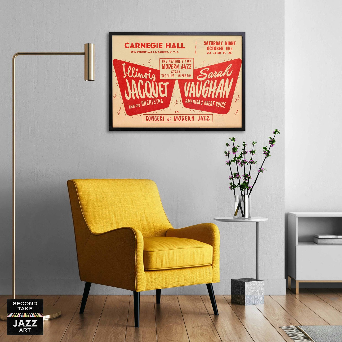 Illinois Jacquet - Sarah Vaughan jazz poster - Carnegie Hall - 1948 (horizontal)