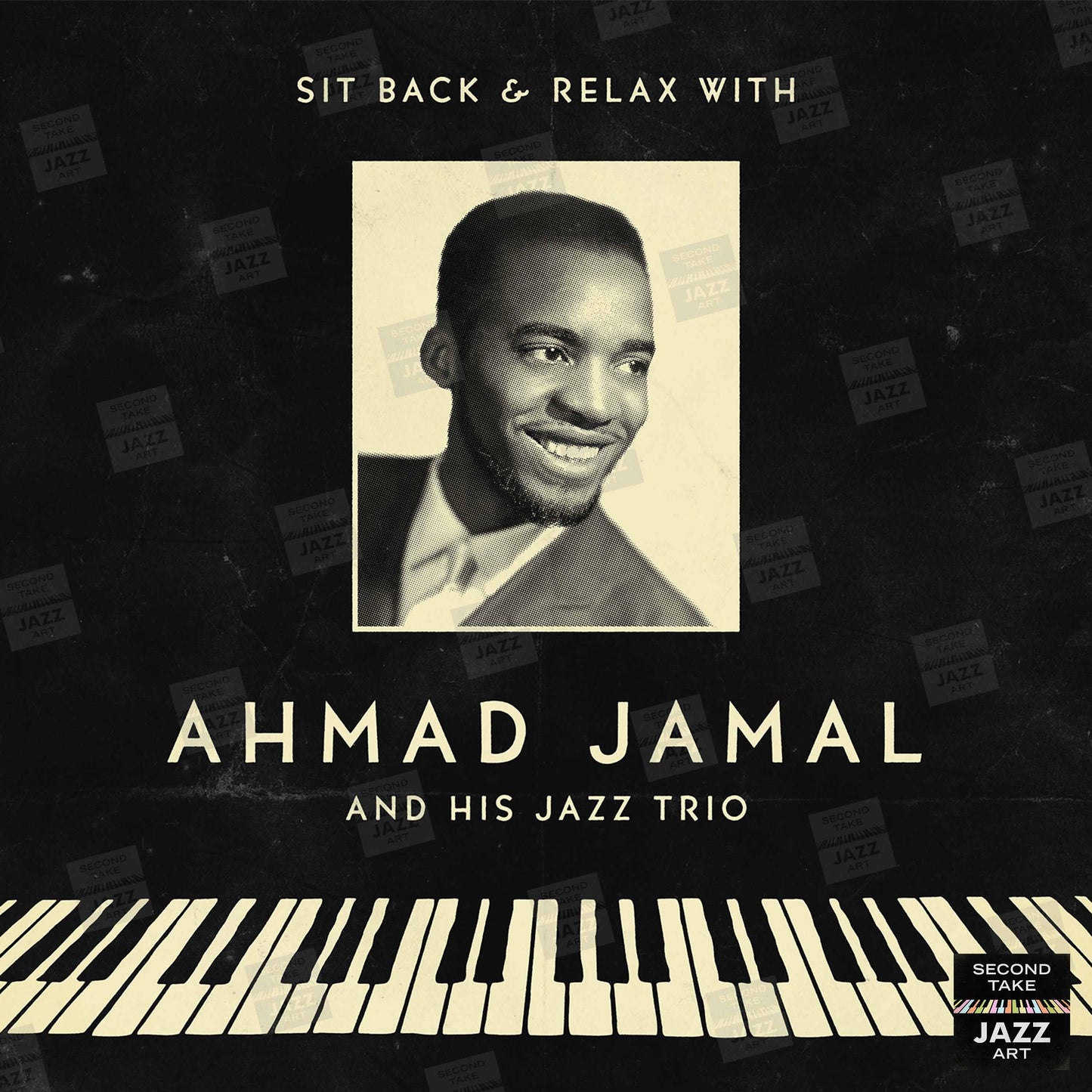 Ahmad Jamal Trio jazz poster - At the Pershing - Chicago - 1958 (black variant)