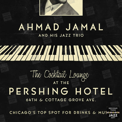 Ahmad Jamal Trio jazz poster - At the Pershing - Chicago - 1958 (black variant)