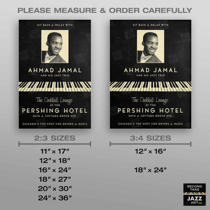 Ahmad Jamal Trio jazz poster - At the Pershing - Chicago - 1958 (black variant)
