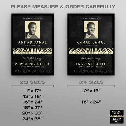 Ahmad Jamal Trio jazz poster - At the Pershing - Chicago - 1958 (black variant)