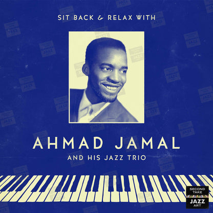 Ahmad Jamal Trio jazz poster - At the Pershing - Chicago - 1958 (blue variant)