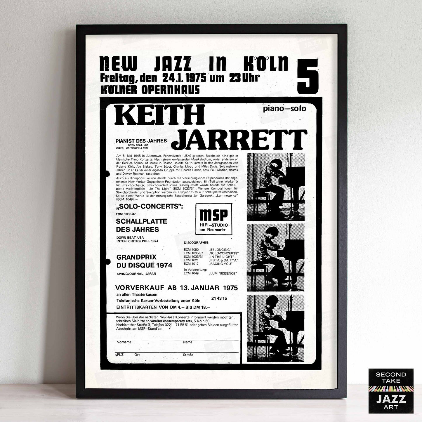Keith Jarrett jazz poster - Köln Concert - 1975