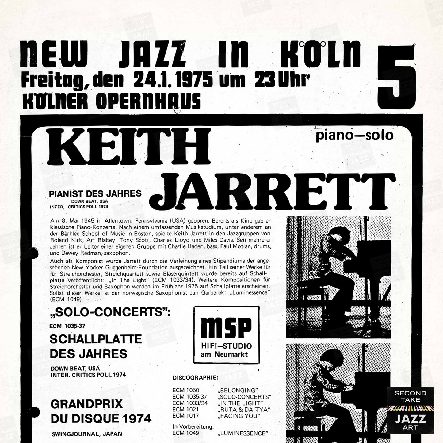 Keith Jarrett jazz poster - Köln Concert - 1975