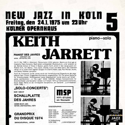 Keith Jarrett jazz poster - Köln Concert - 1975
