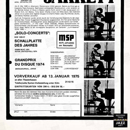 Keith Jarrett jazz poster - Köln Concert - 1975
