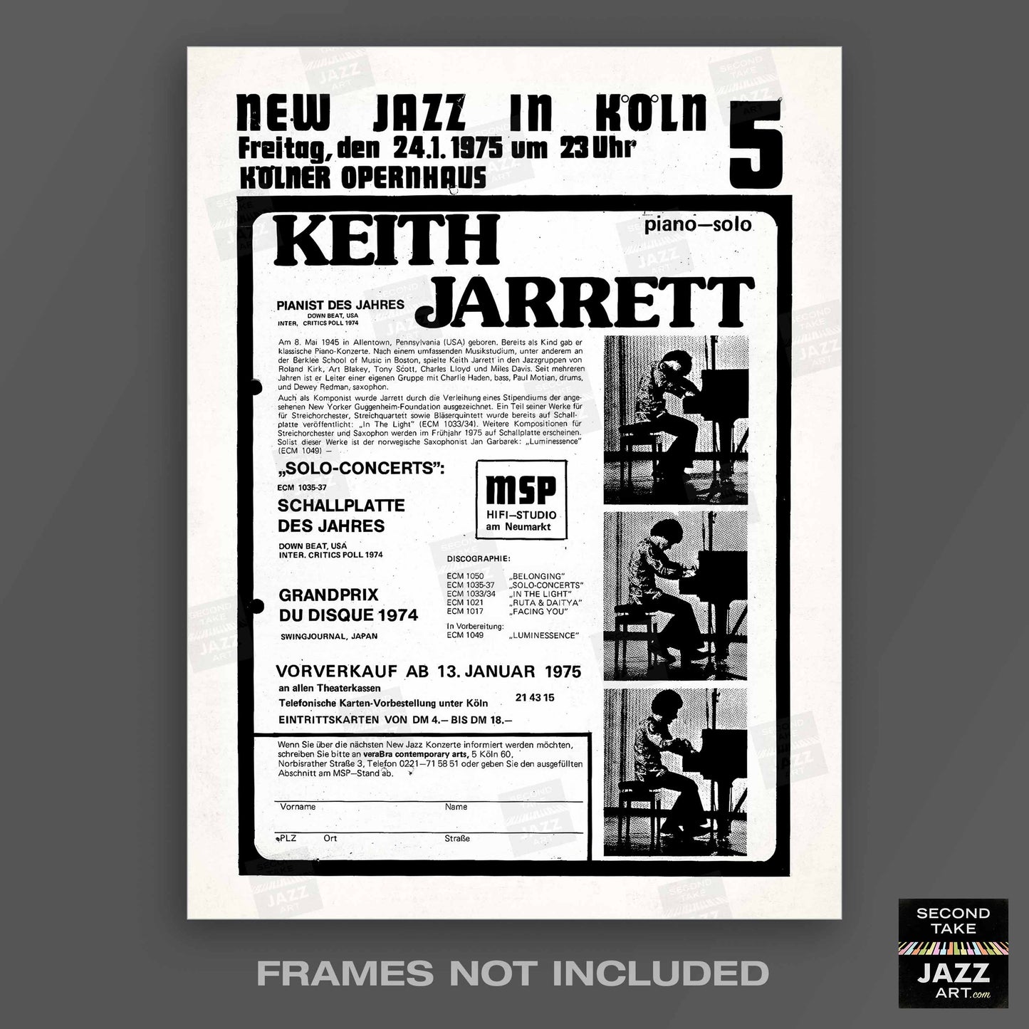 Keith Jarrett jazz poster - Köln Concert - 1975