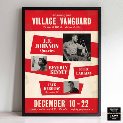 J.J. Johnson - Beverly Kenney - Jack Kerouac jazz poster - Village Vanguard - 1957