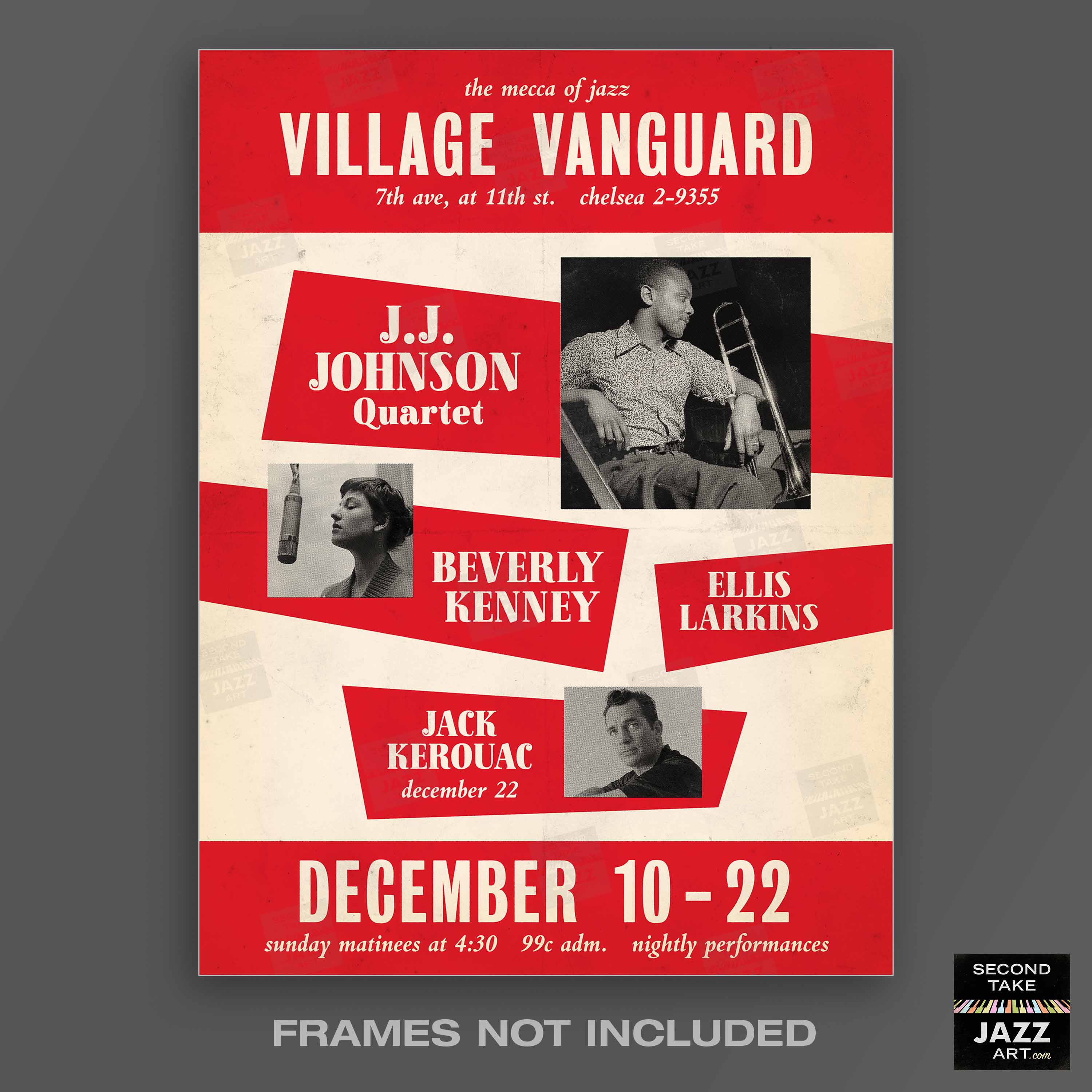 J.J. Johnson - Beverly Kenney - Jack Kerouac jazz poster - Village