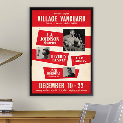 J.J. Johnson - Beverly Kenney - Jack Kerouac jazz poster - Village Vanguard - 1957