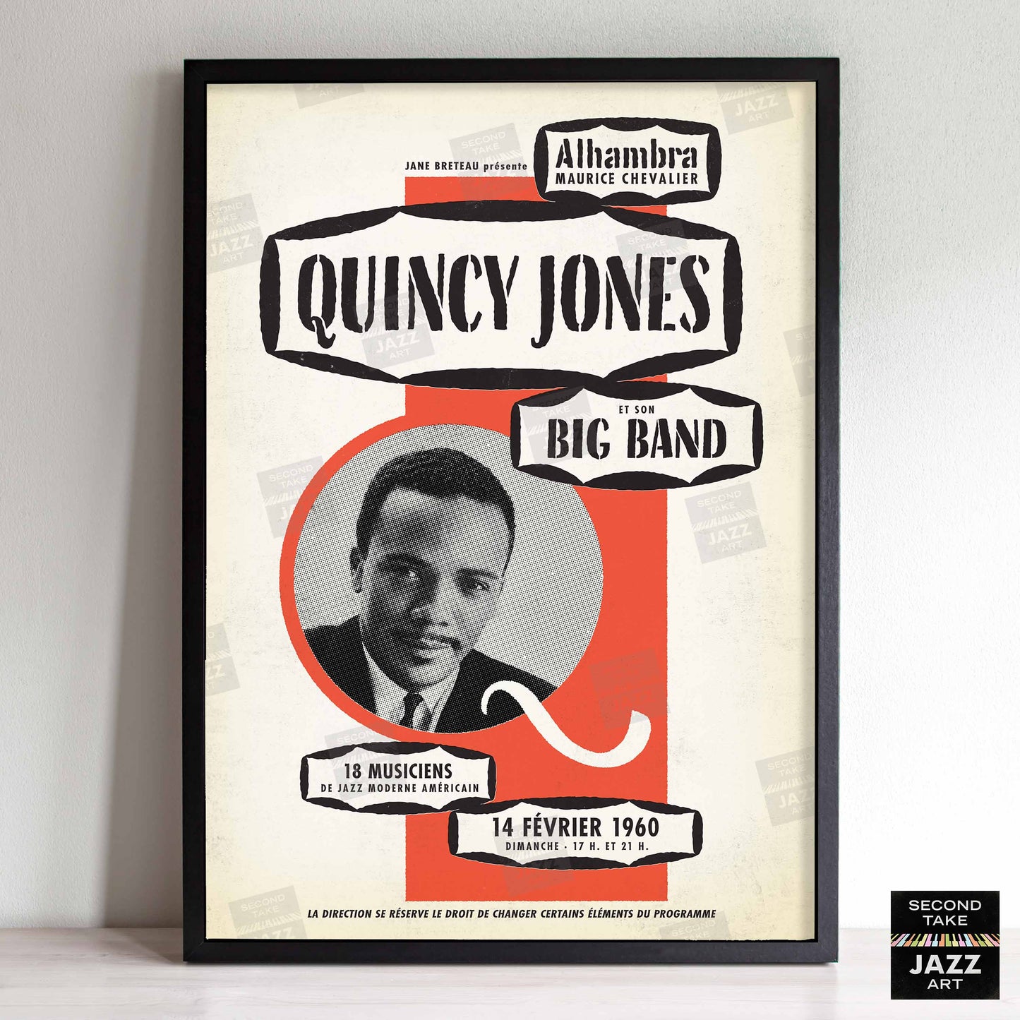 Quincy Jones Big Band jazz poster - l'Alhambra - Paris, France - 1960