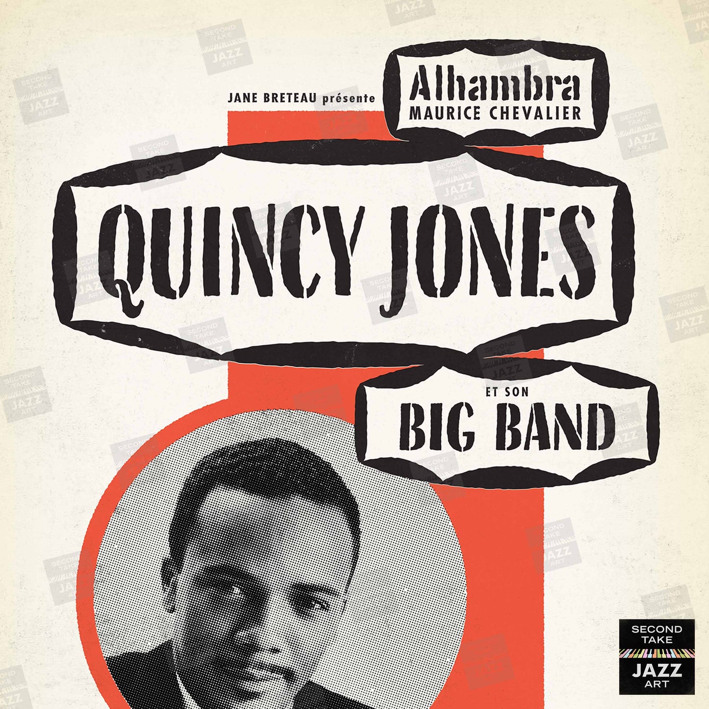 Quincy Jones Big Band jazz poster - l'Alhambra - Paris, France - 1960