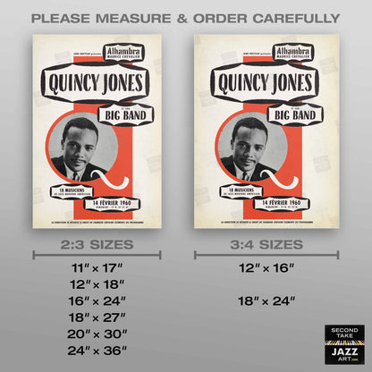Quincy Jones Big Band jazz poster - l'Alhambra - Paris, France - 1960