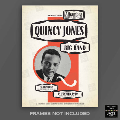 Quincy Jones Big Band jazz poster - l'Alhambra - Paris, France - 1960