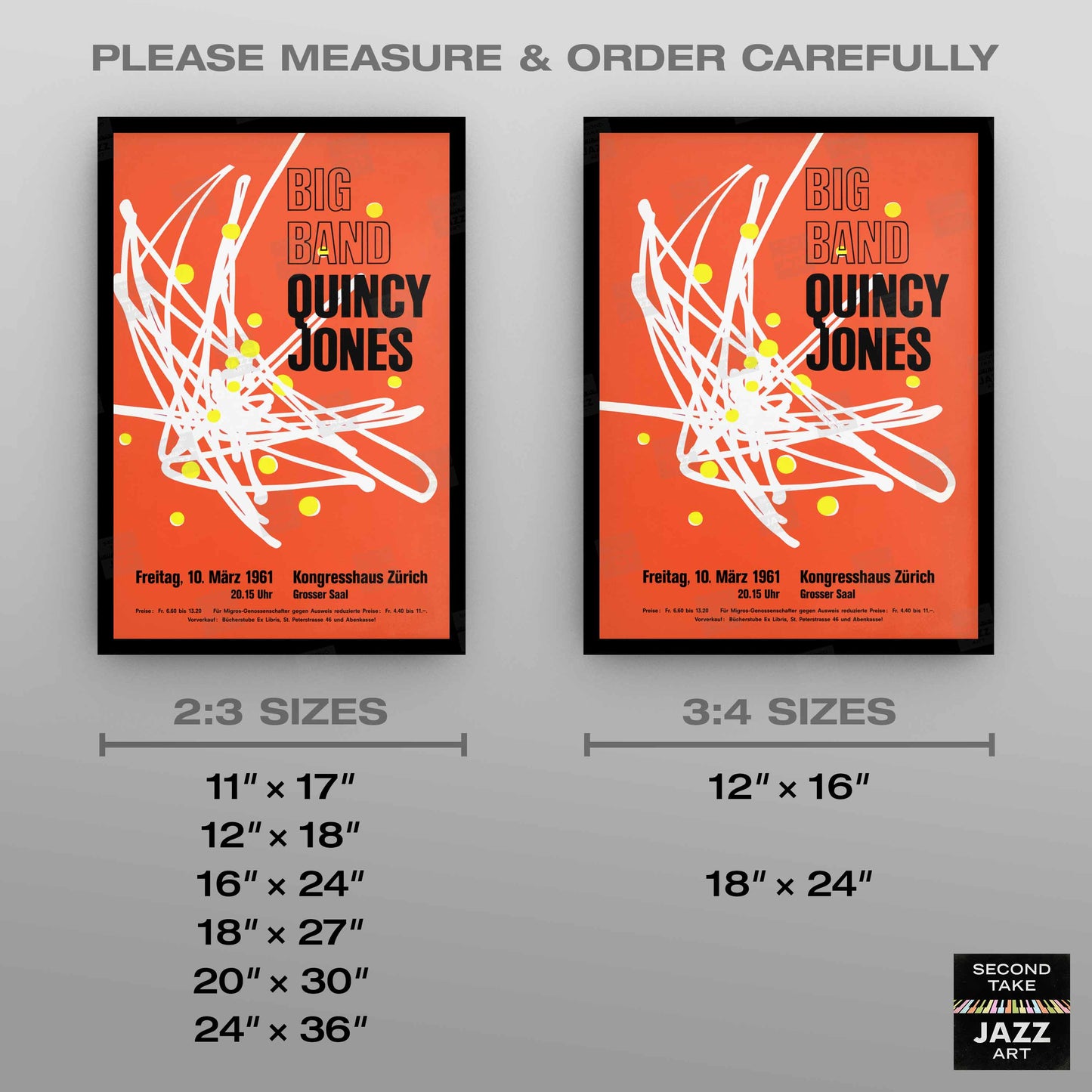 Quincy Jones Big Band jazz poster - Zurich, Switzerland - 1961