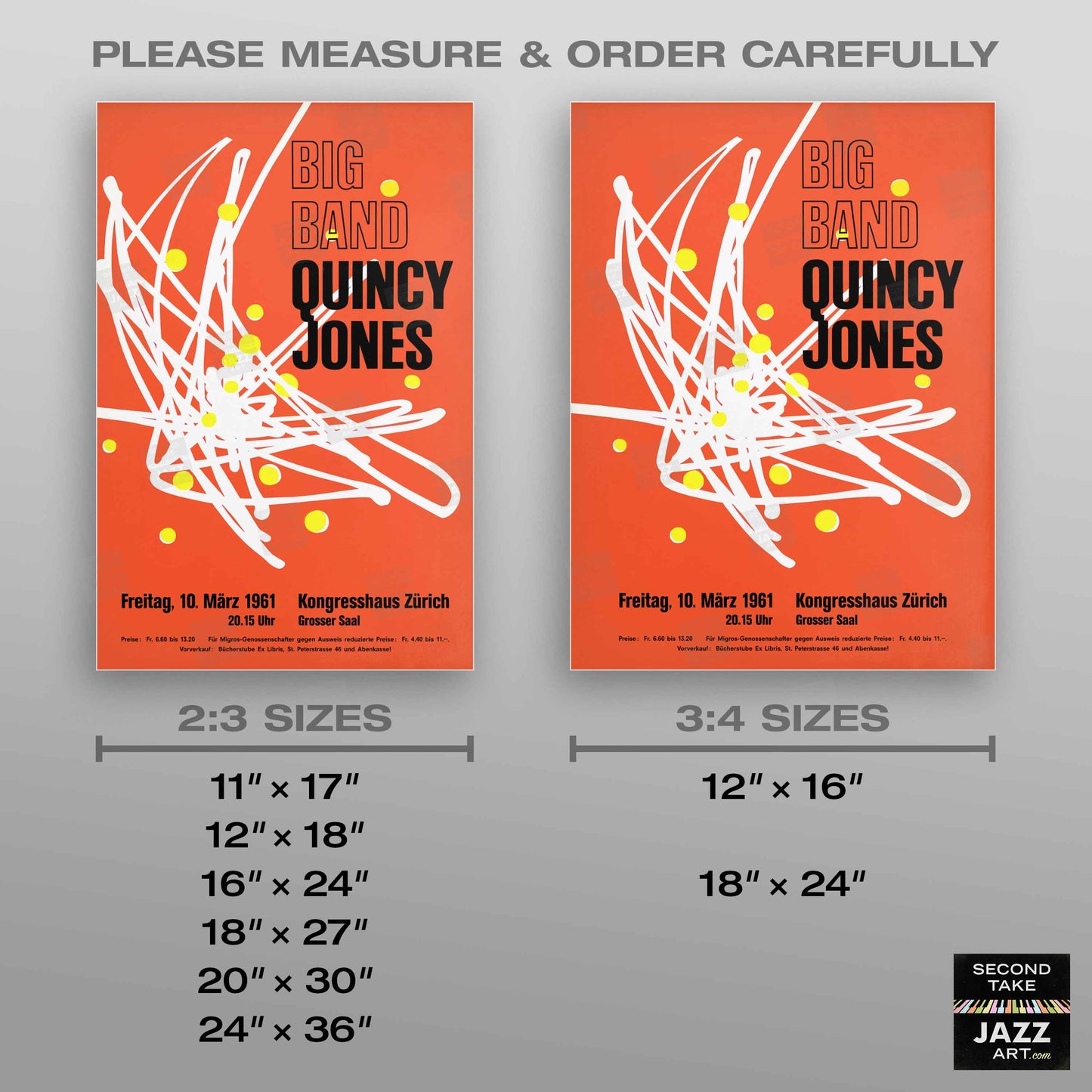 Quincy Jones Big Band jazz poster - Zurich, Switzerland - 1961