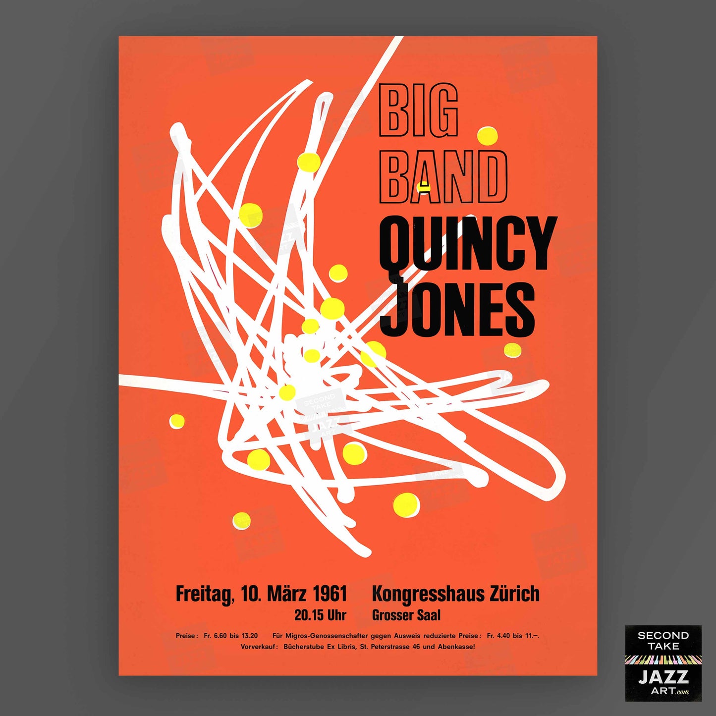 Quincy Jones Big Band jazz poster - Zurich, Switzerland - 1961