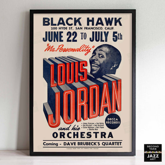 Louis Jordan jazz poster - Black Hawk - San Francisco - 1955