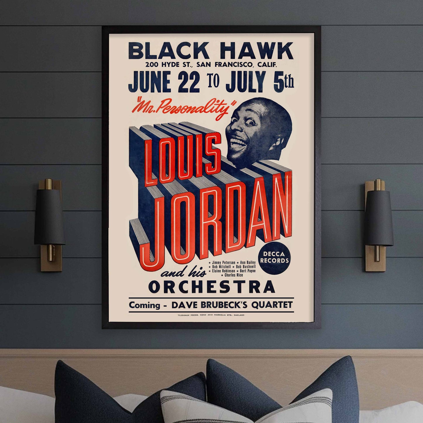 Louis Jordan jazz poster - Black Hawk - San Francisco - 1955