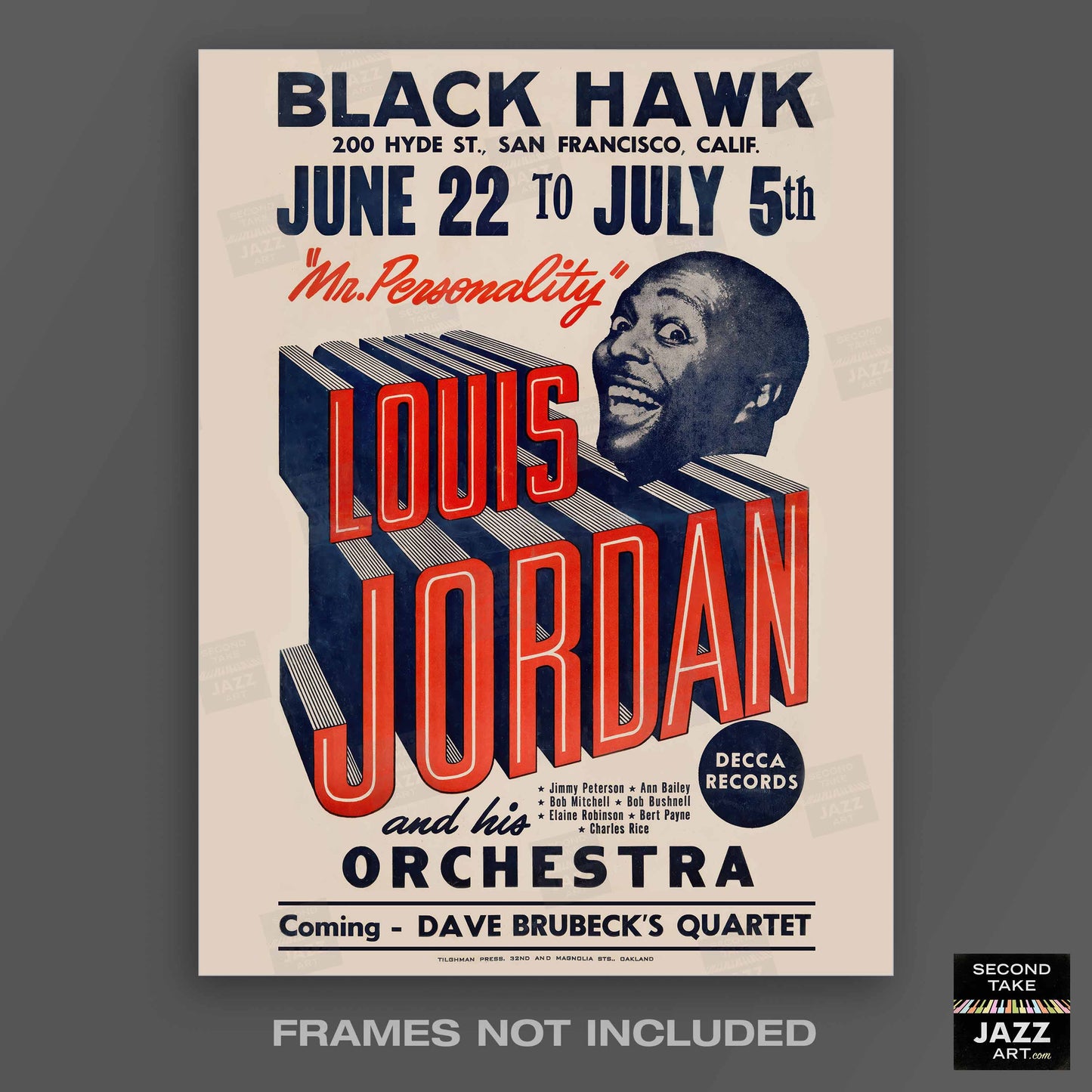 Louis Jordan jazz poster - Black Hawk - San Francisco - 1955