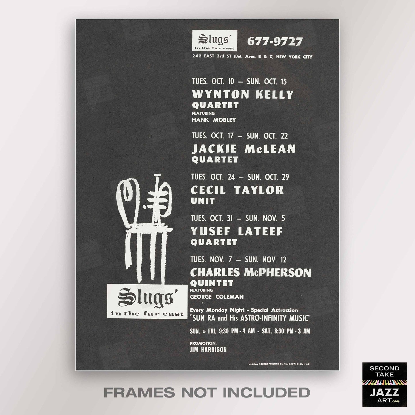 Wynton Kelly - Jackie McLean - Cecil Taylor jazz poster - Slugs' Saloon - 1967