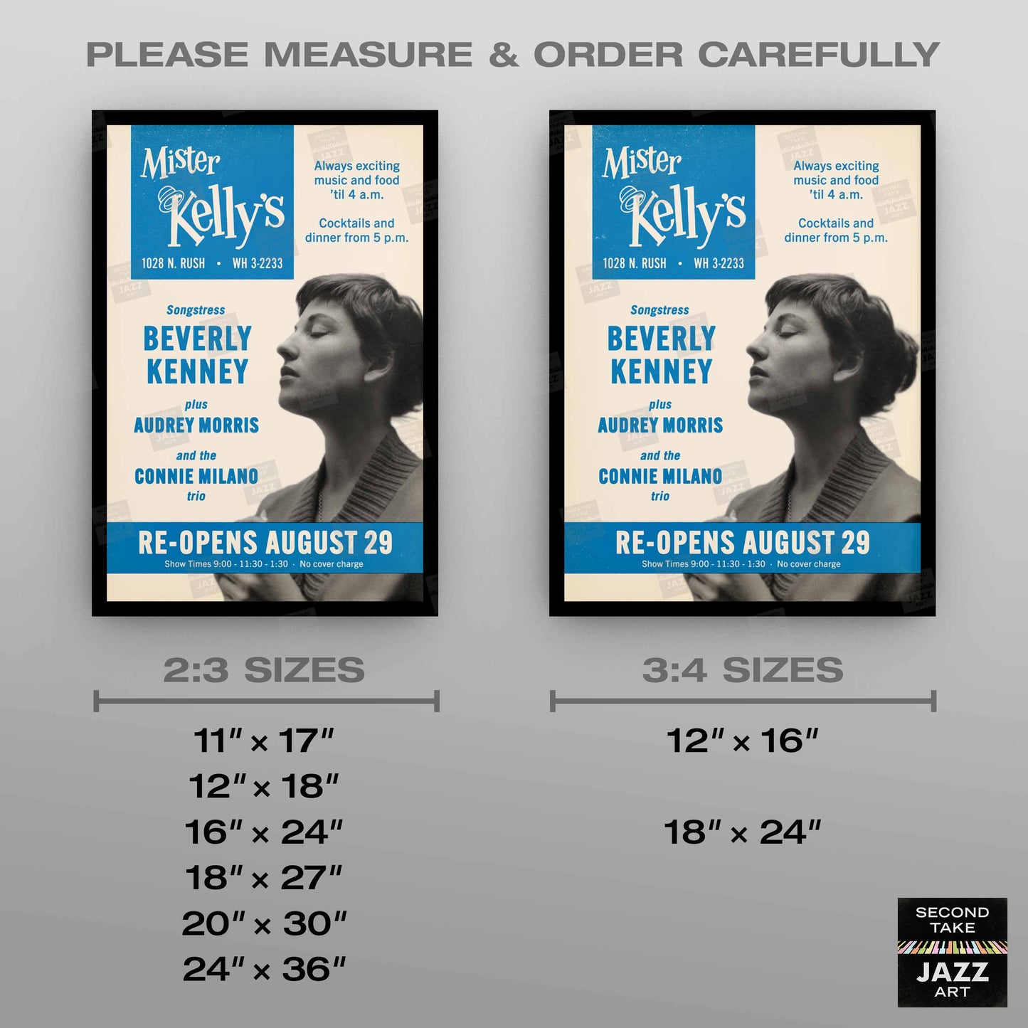 Beverly Kenney jazz poster - Mister Kelly's - Chicago - 1956
